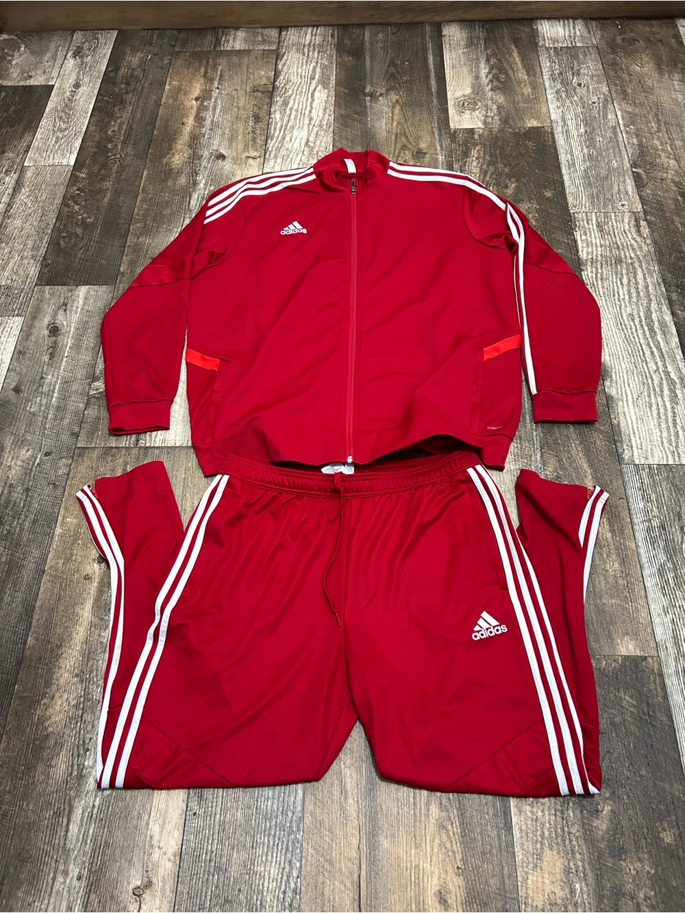 Adidas Men's Red White Track
Jacket XXL Full-Zip Zipped Pockets Pants XL Pockets